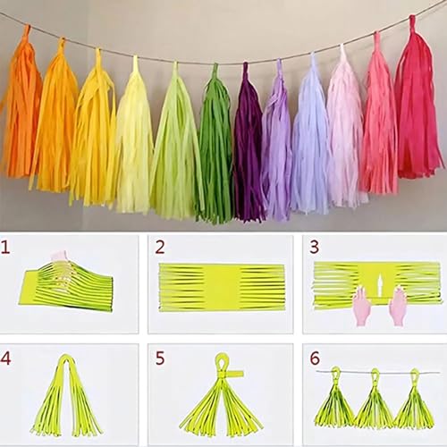 Shiny Tassel Garland Tissue Paper Tassel Banner (15 Count)