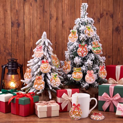 20 Pcs Christmas Gingerbread Ball Diamond Painting Keychains Kit (20 Count)
