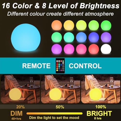 12 Inch Solar Glowing Ball Light Outdoor