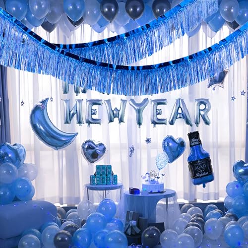 Blue Foil Fringe Garland 10FT 6packs for Parade Float Decorations (60 Foot)