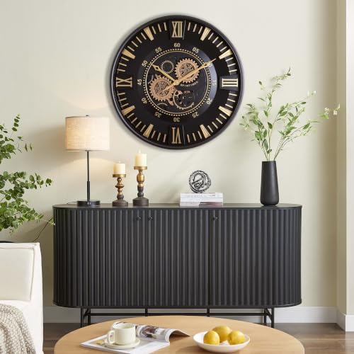 24 Inch Wall Clock with Moving Gears