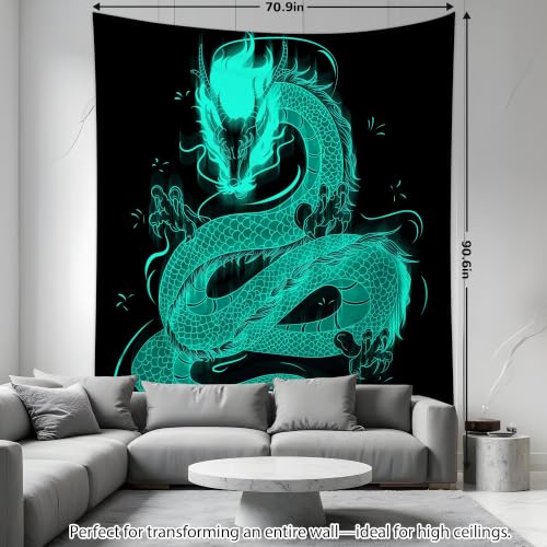 Blacklight Dragon Tapestry Wall Hanging 90"x70"