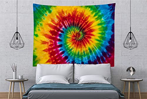 12x8ft Tie Dye Tapestry Colorful Red Blue Yellow Green Orange Purple Retro Abstract Psychedelic Swirl Wall Hanging for Living Room Bedroom Dorm Home Decor （Pattern Painted on Polyester Fabric）