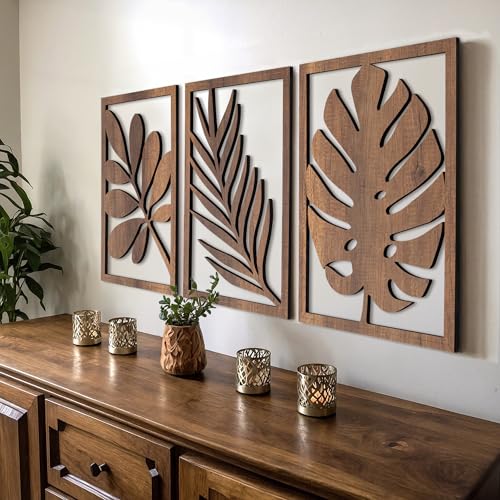 Modern Wooden Wall Sculptures (3 Count)