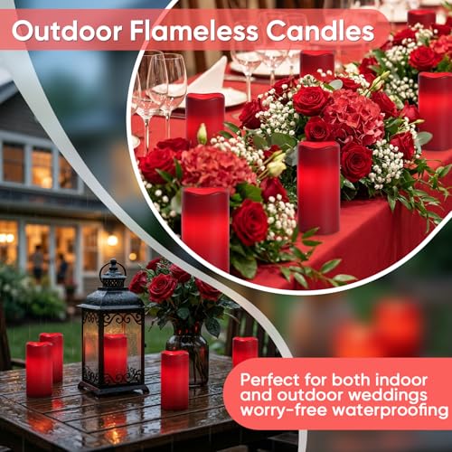 3"x6" Red Flameless Candles with Remote (6 Count)
