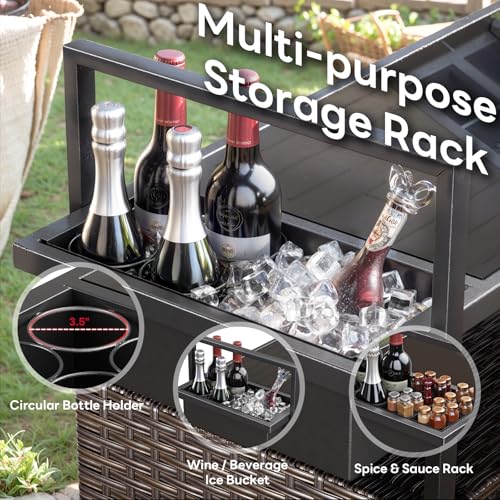 Outdoor Bar Cart with Storage Cabinet