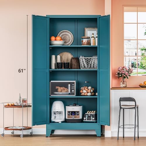 61" Tall Farmhouse Metal Pantry Cabinet