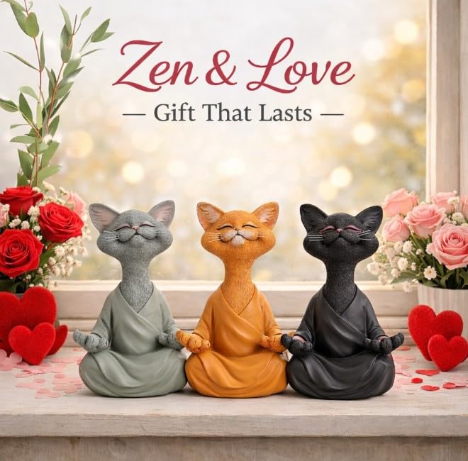 Meditating Happy Cat Statue