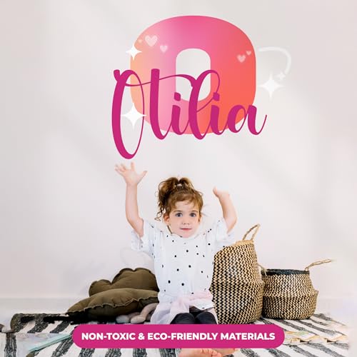 Custom Stickers Name & Initial for Pink Room Decor I Heart Wall Decal for Girl Bedroom Decor I Personalized Wall Decal for Little Girl Room Decor I Multiple Size Options