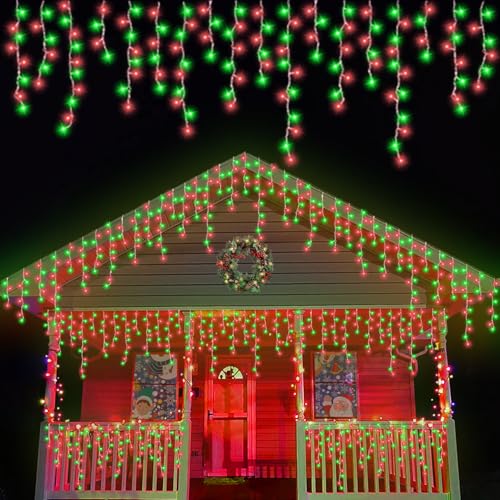 Red and Green Icicle Lights for Outside (66 Foot)
