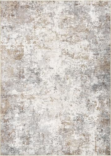 8x11 Area Rug Living Room Rugs Washable Neutral Brown Grey Carpet (24 Count)