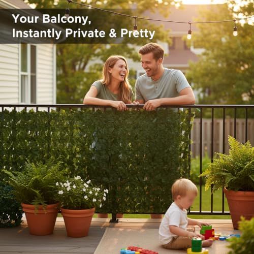 Faux Ivy Privacy Fence Screen Outdoor Expandable Artificial Greenery Roll Fake Hedge Wall Patio Green Plastic Leaf Plant Vine Grass Panels Gate Covering for Garden Yard Balcony (108 Sq Ft)