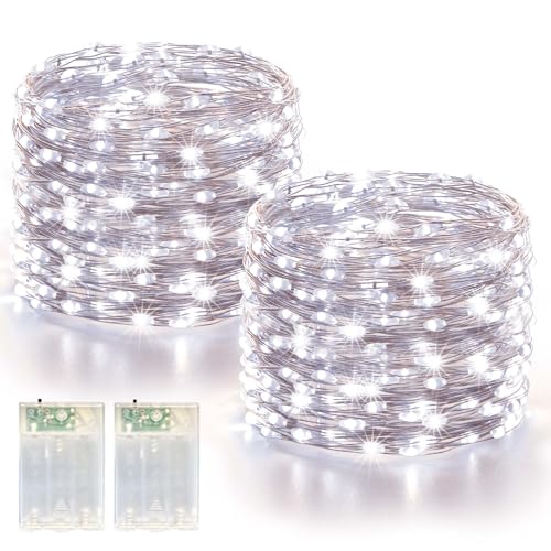 2 Pack Cool White Fairy Lights Battery Operated