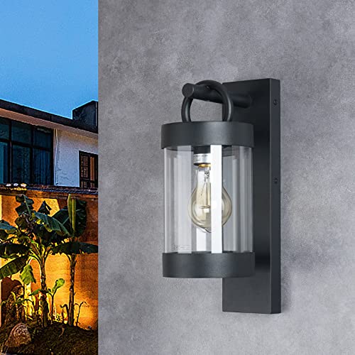 Dusk to Dawn Outdoor Wall Lighting 2 Pack Black Exterior Wall Lantern Sconce Fixture with E26 Base for Porch Patio Garage House (2 Count)