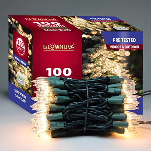 Green Wire Clear Incandescent Bulb 100 Mini String Lights for Indoor Christmas Tree Garland Birthday Wedding Party Festival Decoration (100 Count)