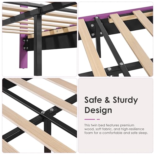 Twin Size Bed Frame with Storage Drawers