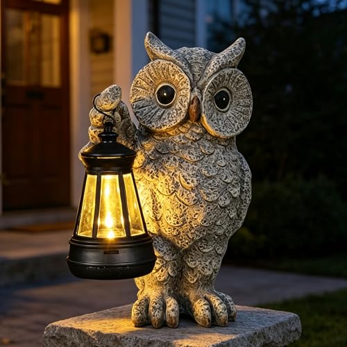 Solar Owl Garden Statue with LED Lantern