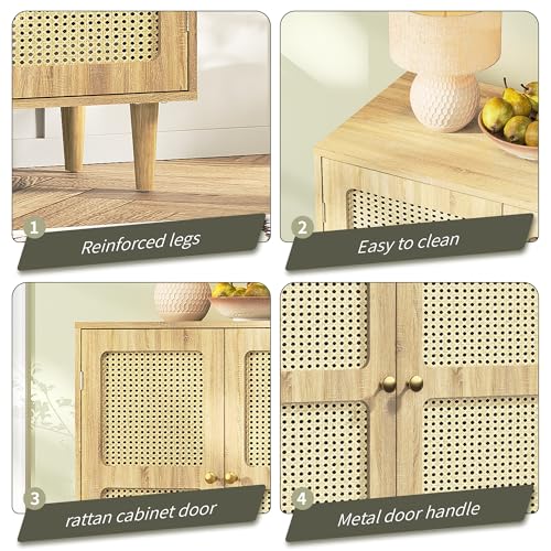 Rattan Sideboard Buffet Cabinet with Storage
