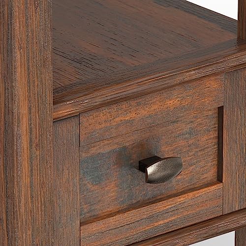 Warm Shaker 14" Wide Solid Wood End Table in Charcoal Brown