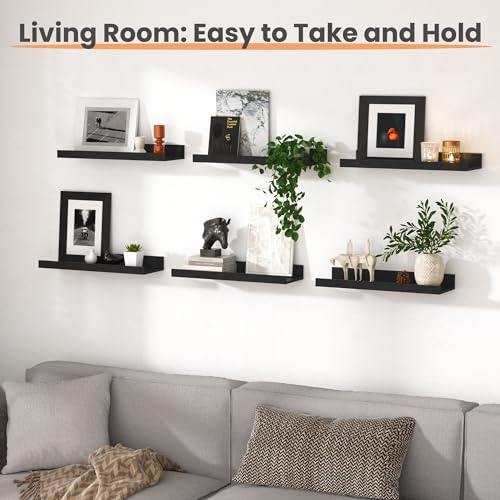 Floating Shelves for Wall Decor and Storage (6 Count)