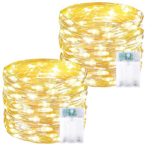 2 Pack 60 LED Fairy Lights Battery Operated with Timer