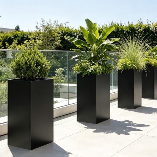 Metal Planter Box for Outdoor 14"x14"x30" Tall Metal Outdoor Planters Box