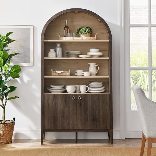Nolan Tall Arched Storage Display Cabinet in Dark Walnut