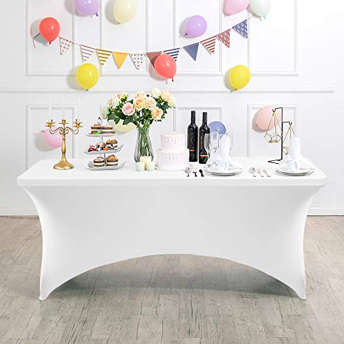 Spandex Table Cover for 6Ft or 4fT or 8ft Table Universal Fitted Stretch Tablecloth for Party