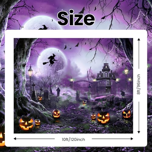 10x8ft Purple Halloween Backdrop Spooky Photography Background