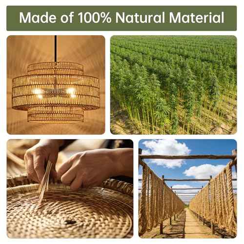 17.7" Rattan Chandelier for Dining Room