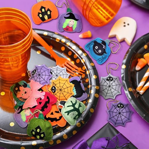 12 Pcs Halloween Felt Ornaments 3D Pumpkin Hanging Tree Decor (12 Count)
