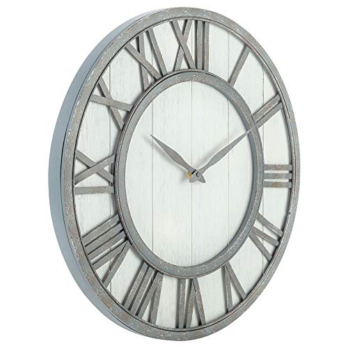 Oldtown Farmhouse Metal & Solid Wood Noiseless Wall Clock