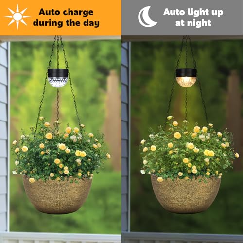 2 Pack Solar Hanging Planters for Plants Outdoor (2 Count)