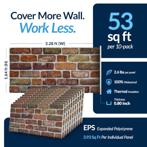 3D Wall Panels Faux Brick (10 Count)