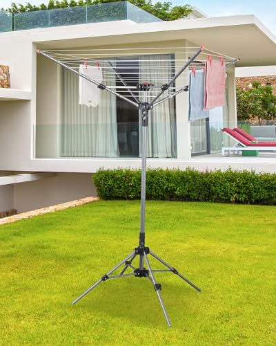 Portable Umbrella Clothes Drying Rack 8 Lines with 82 Feet Drying Space