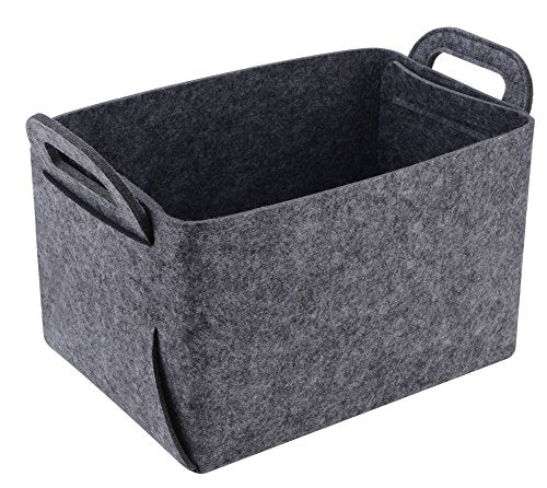 Storage Basket Felt Storage Bin Collapsible& Convenient Box Organizer with Carry Handles for Office Bedroom Closet Babies Nursery Toys Laundry