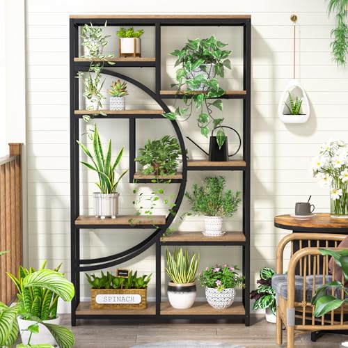 Industrial Bookshelf Bookcase with 9 Open Shelf
