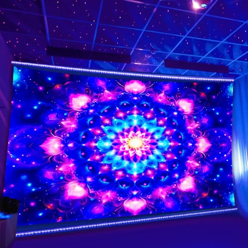 Blacklight Mandala Tapestry for Bedroom