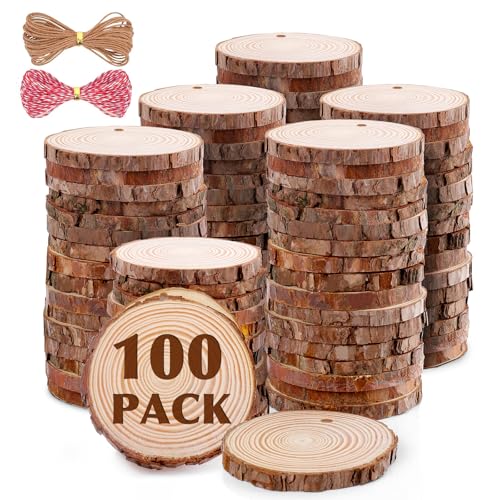 100 Pack Nature Wood Slices for Crafts (100 Count)