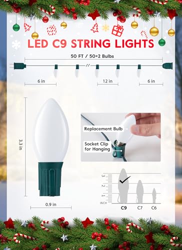 Vintage C9 LED Christmas Lights Outdoor (50 Count)