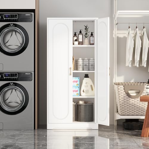 60"Metal Pantry Storage Cabinet with Doors & 3 Adjustable Shelves