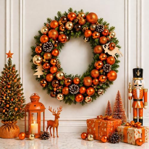 24ct Orange Christmas Ball Ornaments for Tree Decorations (24 Count)