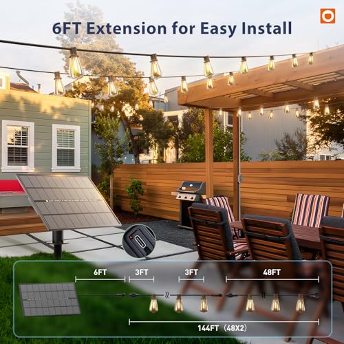 150FT(144+6) Solar String Lights Outdoor with Remote, Long-Lasting (144 Foot)