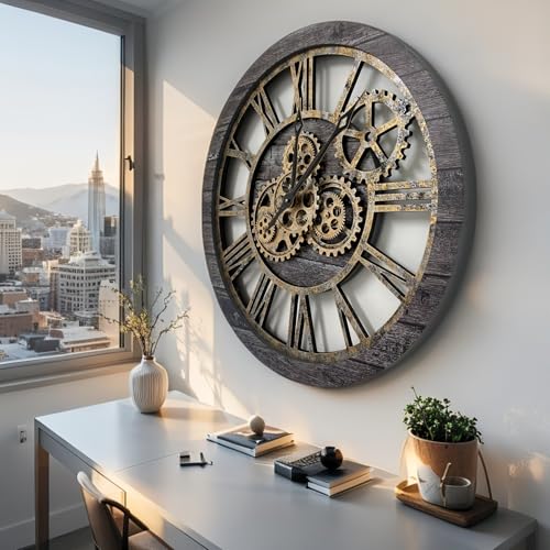 The Gears Clock The Original Real Moving Gear Wall Clock Vintage Industrial Oversized Rustic Farmhouse