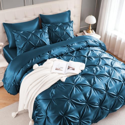 Satin Full Size Comforter Set Teal