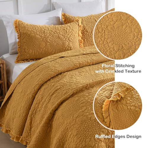 Yellow Ruffled Quilt Twin Size