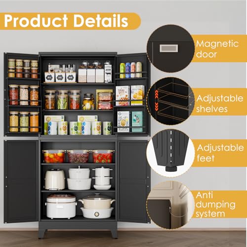 75" Tall Metal Kitchen Pantry Storage Cabinet
