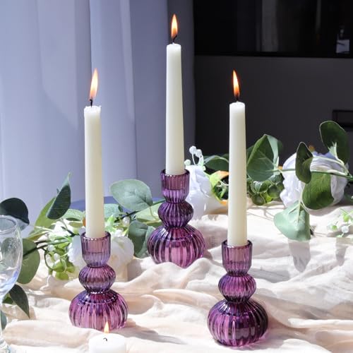 Purple Taper Candle Holders Set of 3 (3 Count)