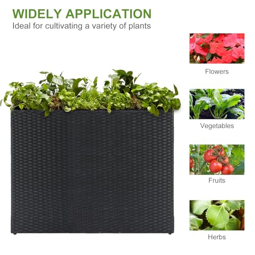 Large Rectangular Block Planter Box Handmade Wicker Tall Planters for Outdoor Plants with Removable Liners Modern Planter for Indoor Outdoor Patio Deck