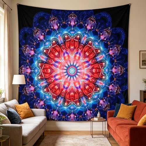 Blacklight Mandala Boho Tapestry
